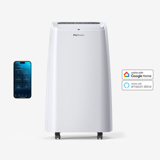 Pro Breeze Climatiseur Portable 4-en-1 Clim + Chauffage WiFi — Blanc