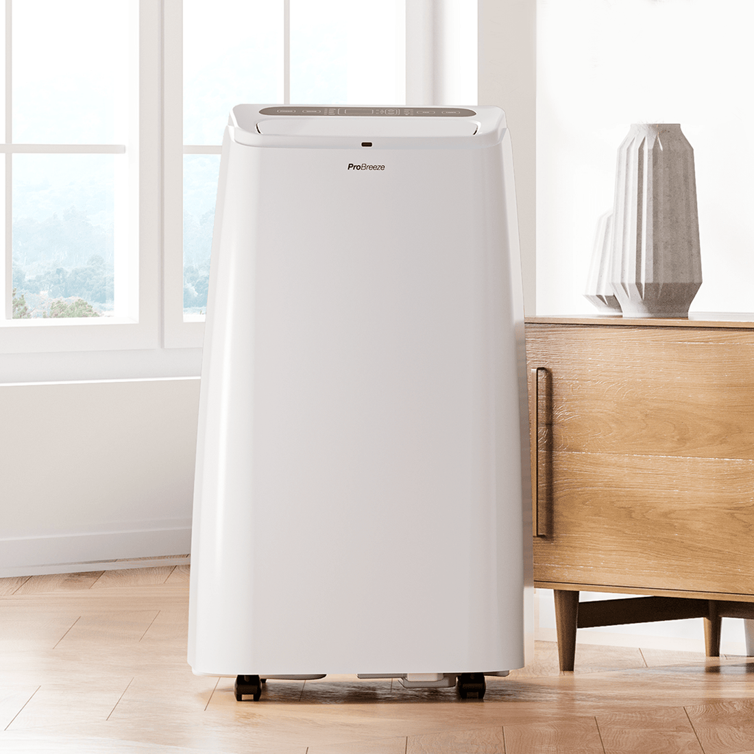 Pro Breeze Climatiseur Portable 4-en-1 Clim + Chauffage WiFi — Blanc
